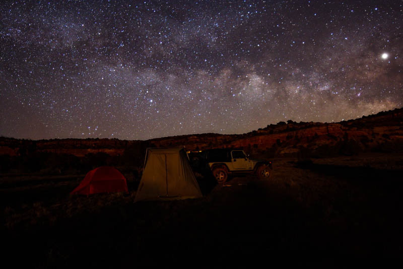 Tent camp at night