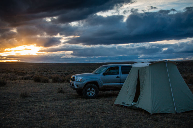 Dry lake bed makes excellent camp site