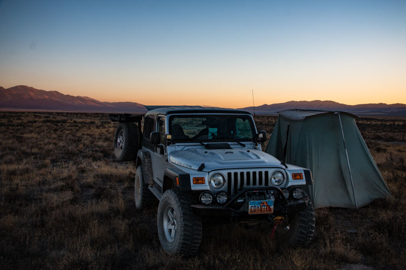 Open grassy area makes easy camp site selection